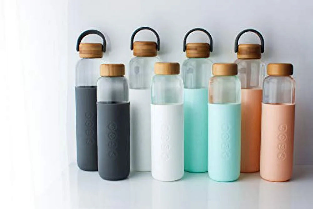 Stay Stylishly Hydrated with the Mint 25oz Glass Water Bottle - Eco-Friendly & Shatter-Resistant!