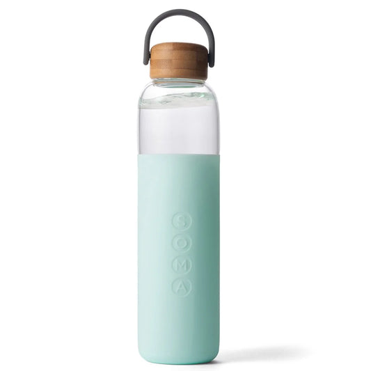 Stay Stylishly Hydrated with the Mint 25oz Glass Water Bottle - Eco-Friendly & Shatter-Resistant!